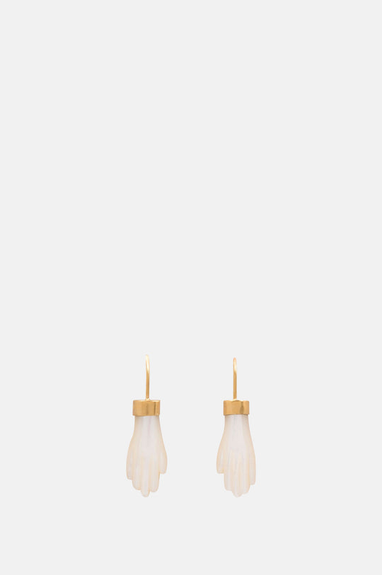 Pearl White Hand Hook Earrings