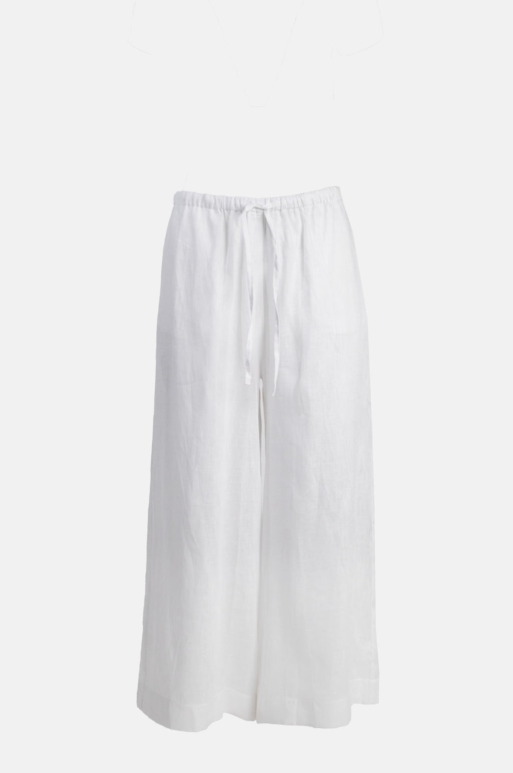 Greek Archaic Kori Cropped Drawstring Linen Pants White.