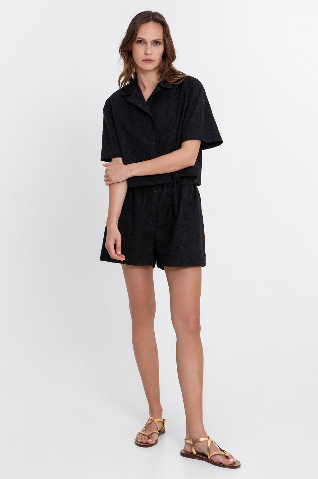 Cross Cropped Shirt Black/Black