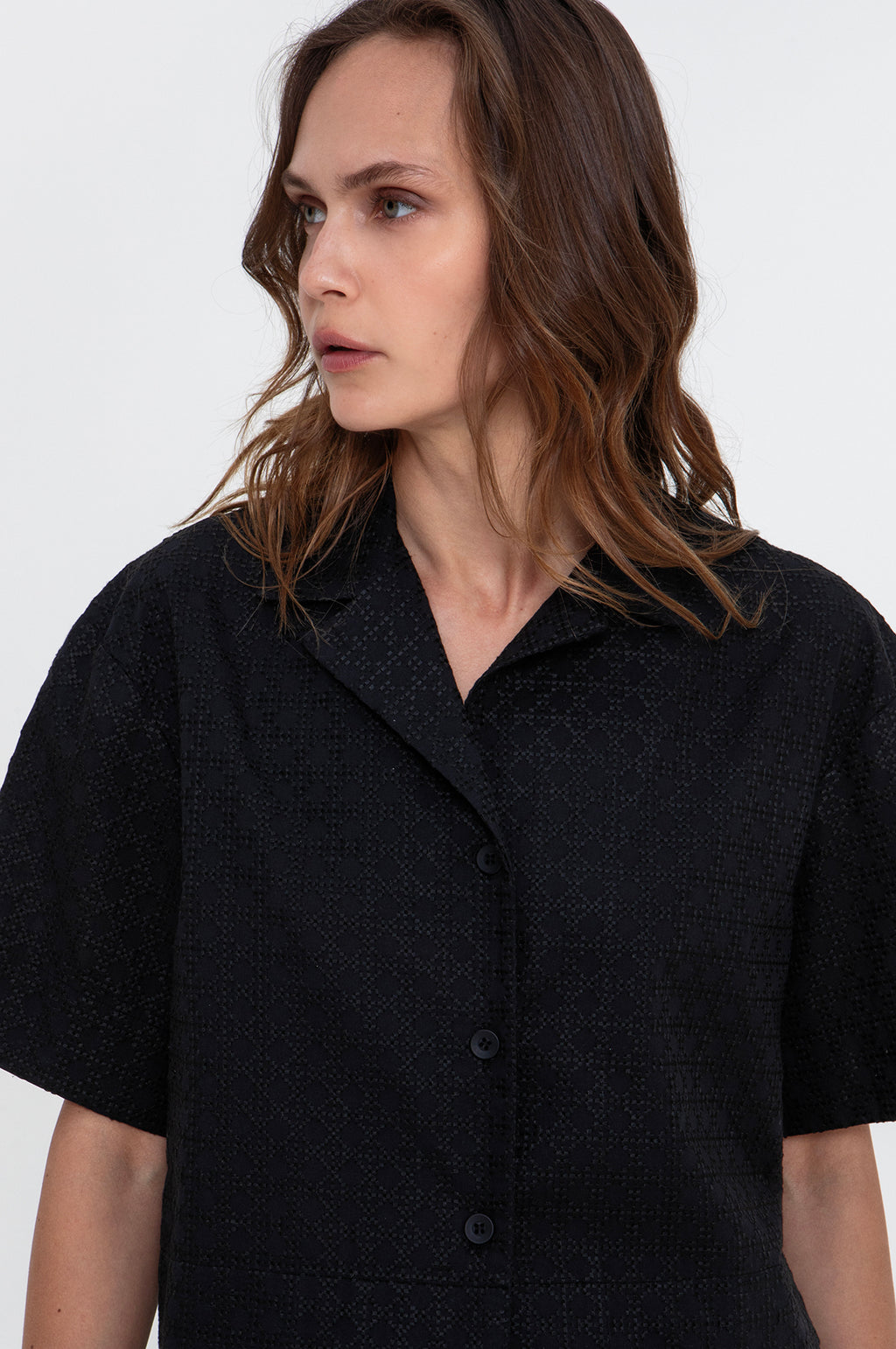 Cross Cropped Shirt Black/Black