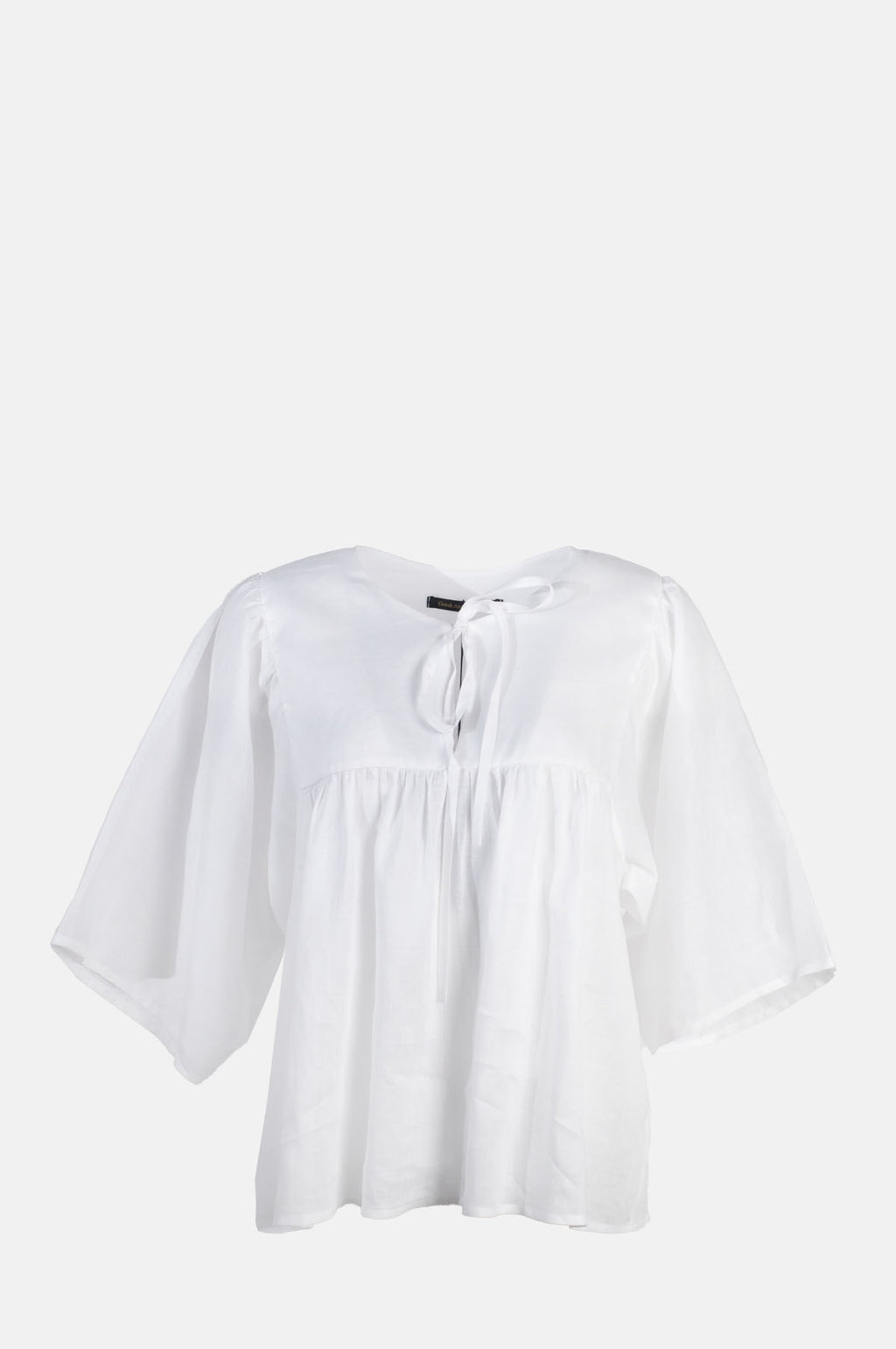 Greek Archaic Kori LS Bow Blouse Ties White.
