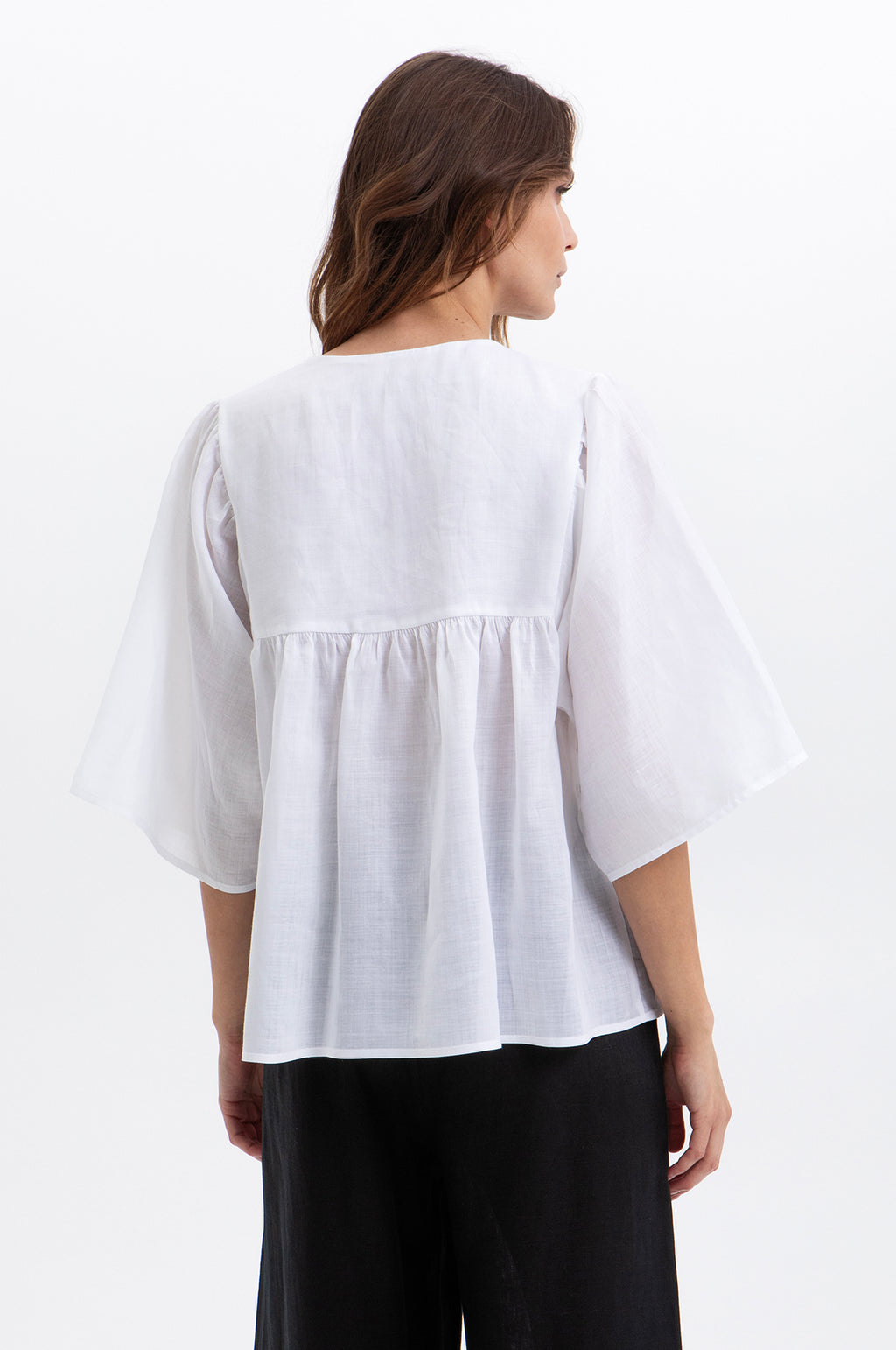 L/S Bow Blouse w/Ties White