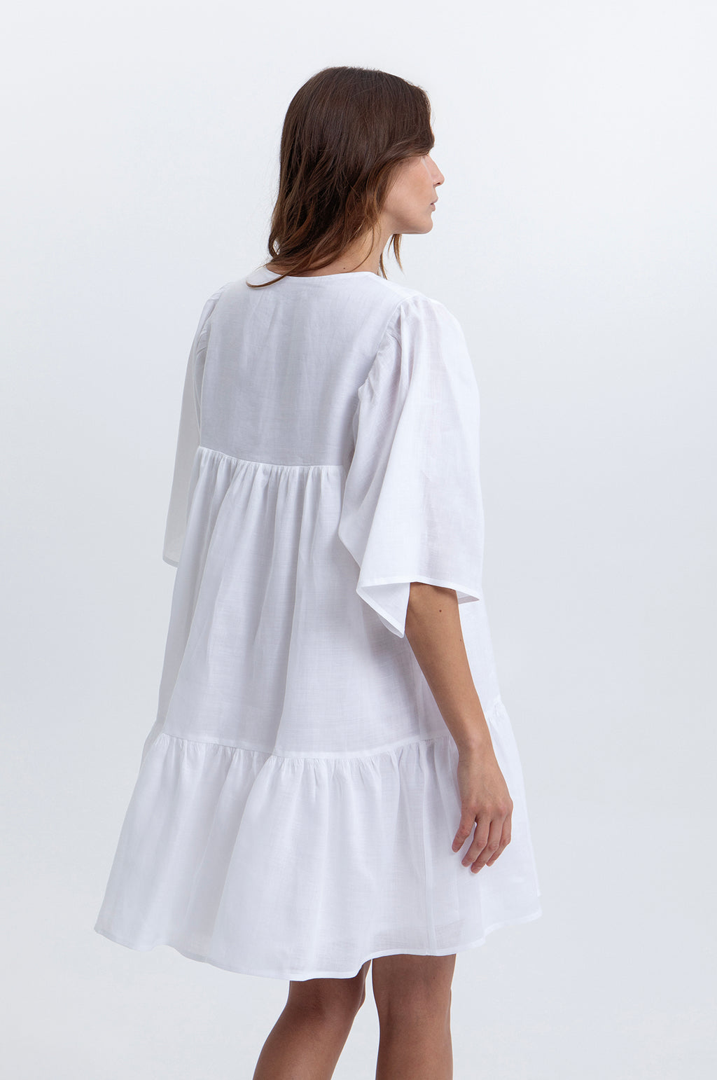 L/S Mini Dress w/Ties White
