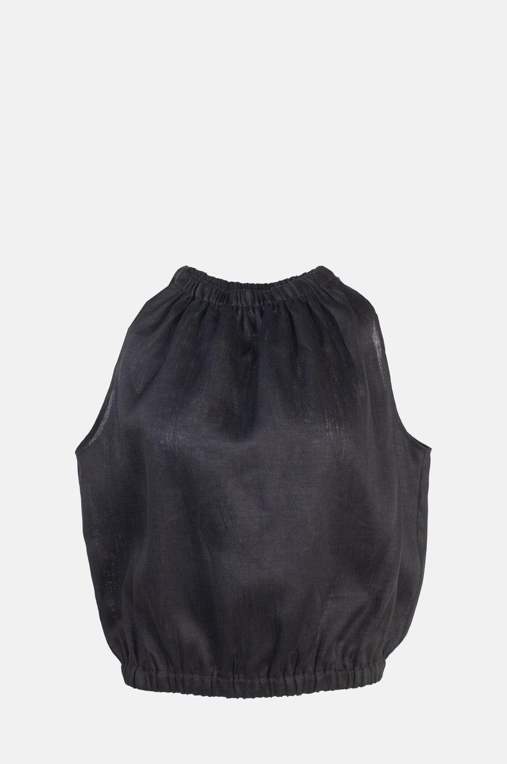 Greek Archaic Kori Sleeveless Linen Top Black.