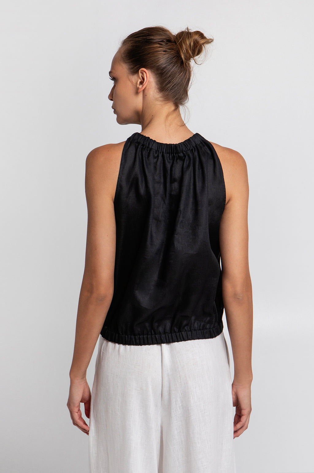 Sleeveless Linen Top Black
