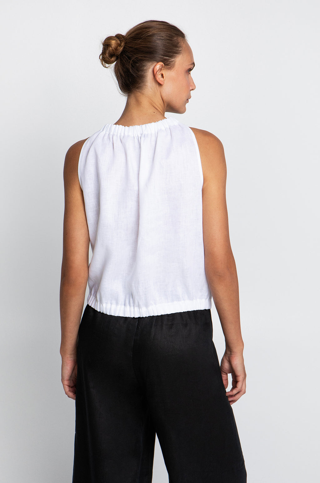 Sleeveless Linen Top White