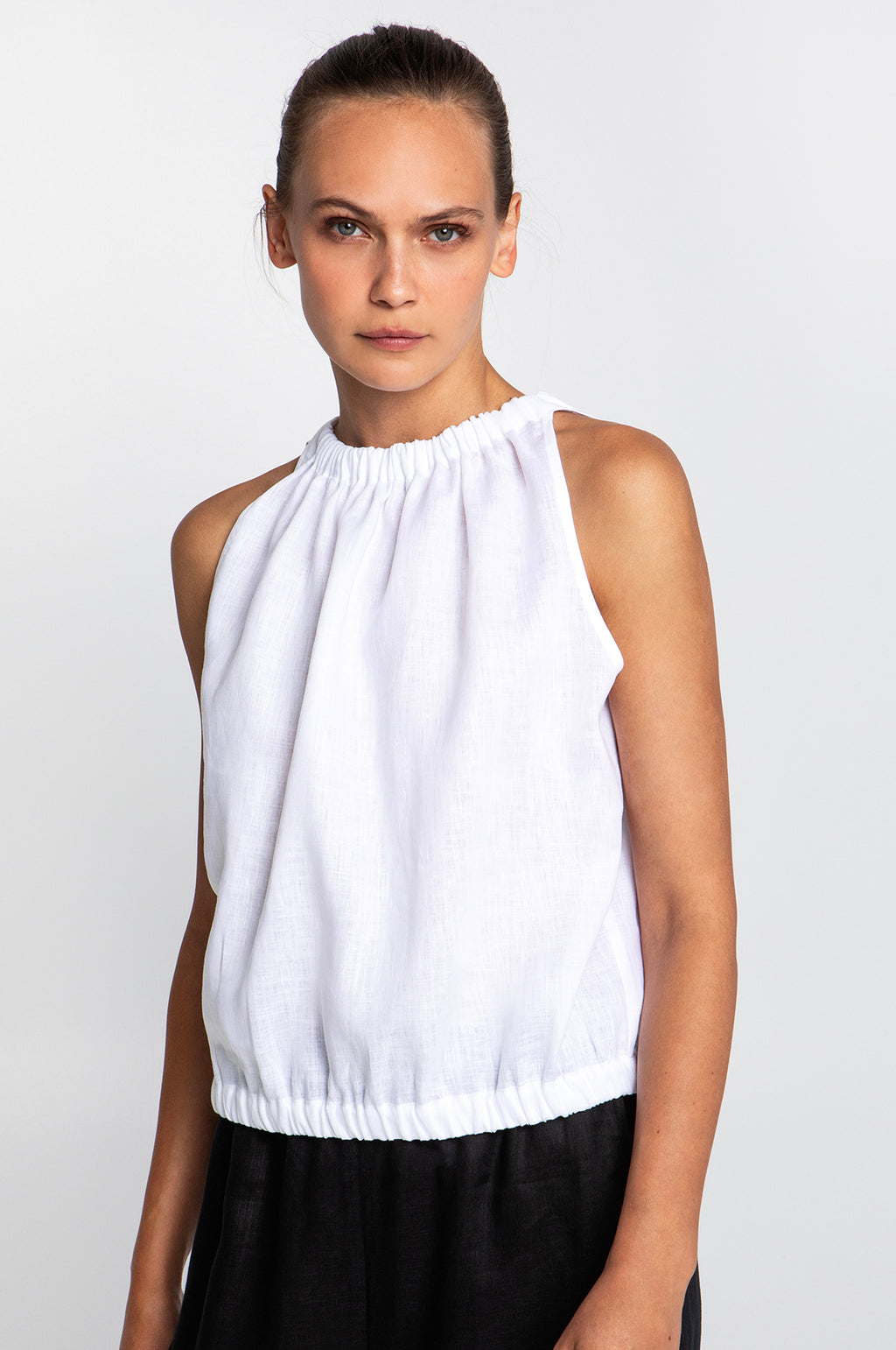 Sleeveless Linen Top White
