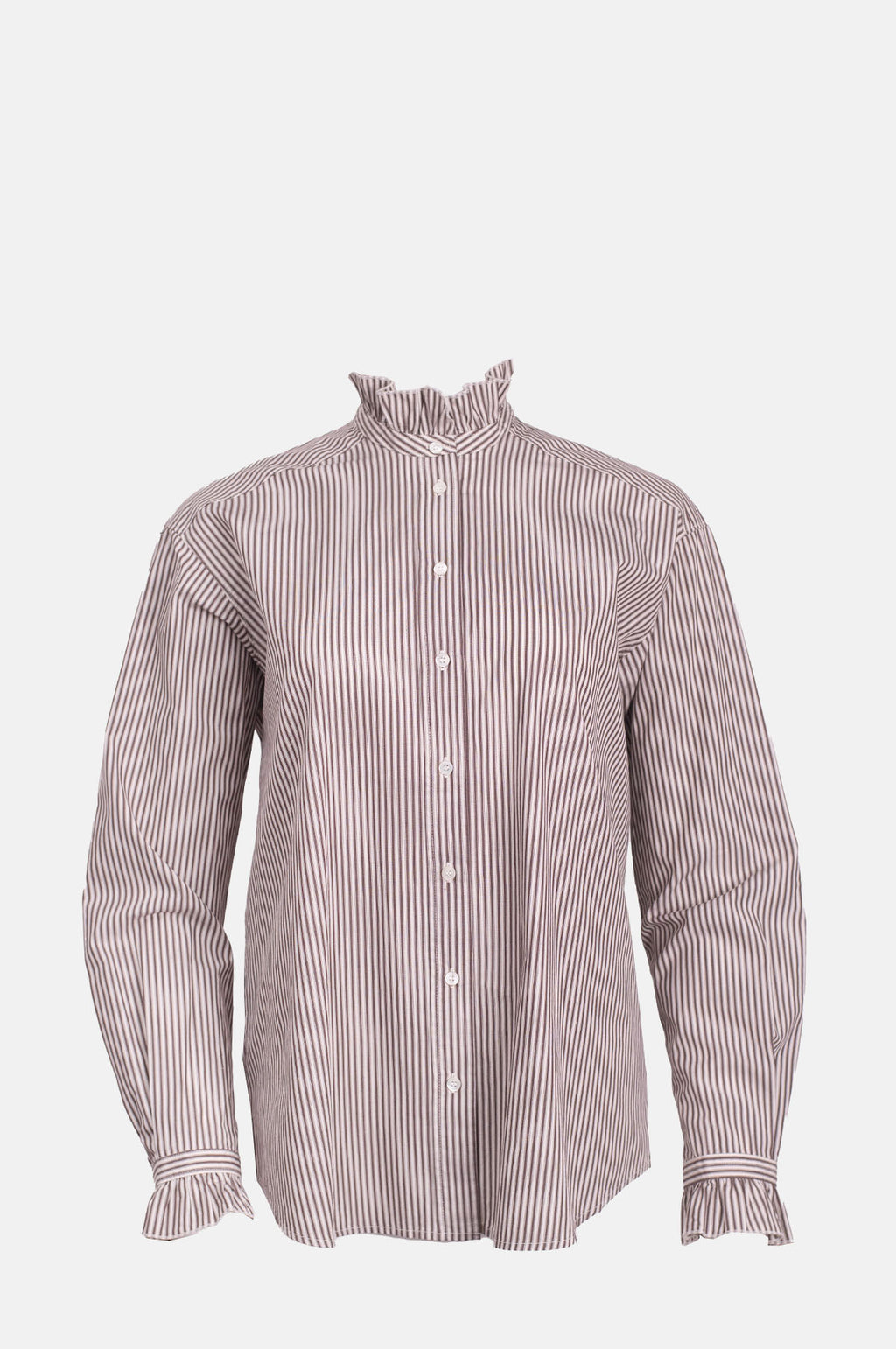 Hartford Chana Shirt Brown Stripes.