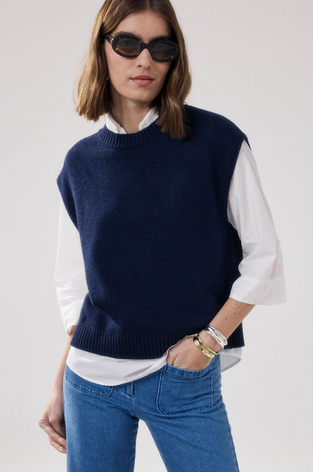 Mayra Knit Pullover Navy