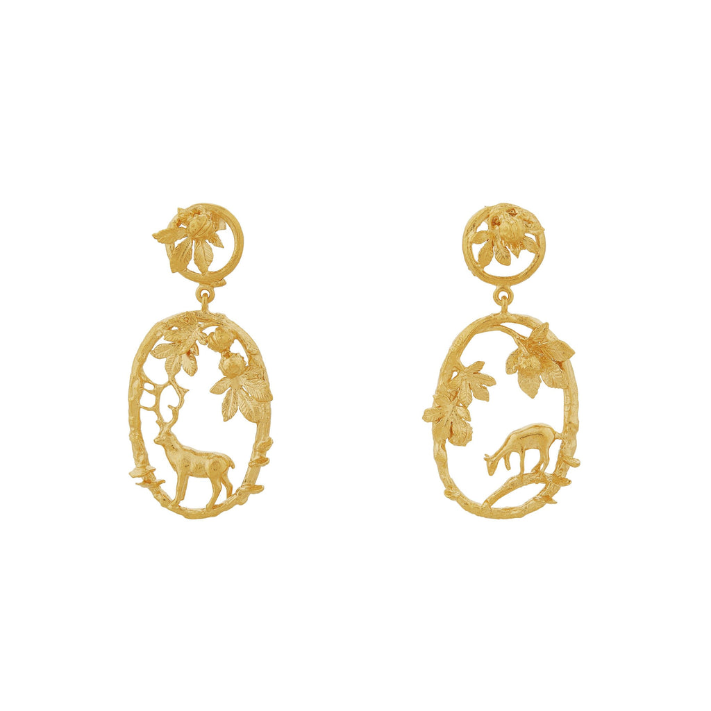 A.M. Doe & Stag Loop Drop Earrings Gold