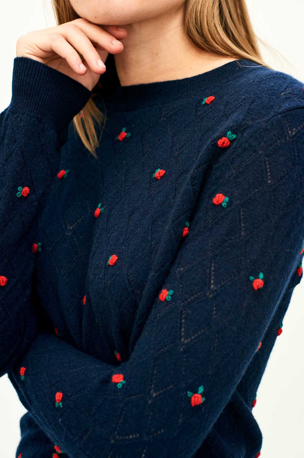 Fancy Floral Crew New Navy