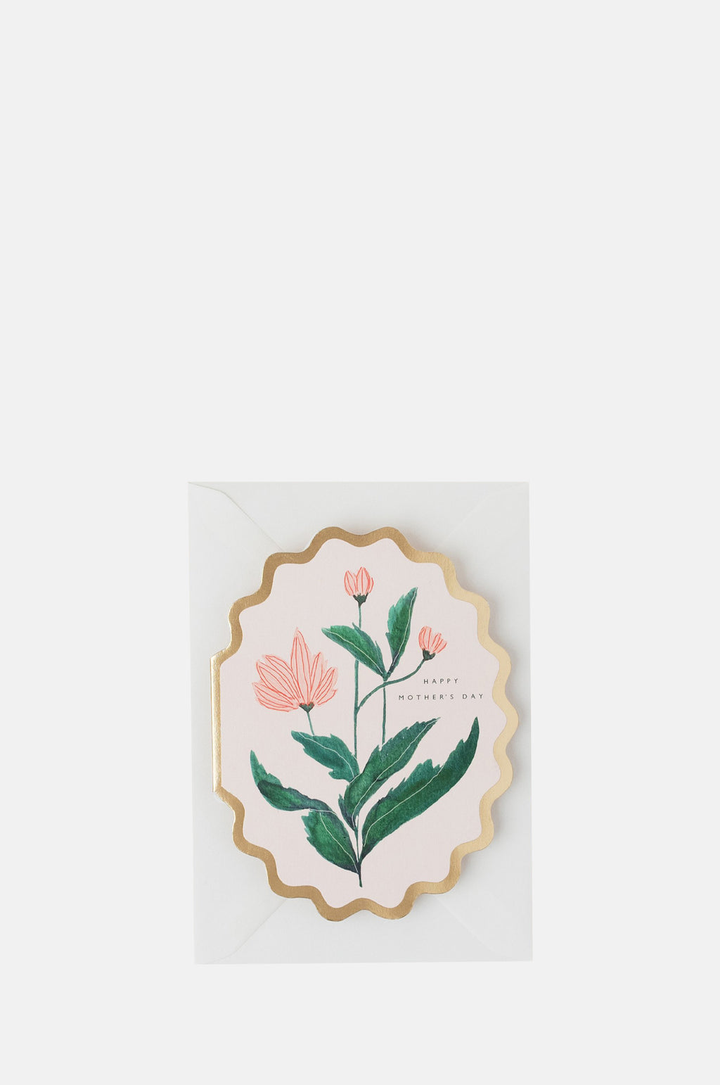 Katie Housley Happy Mothers Day Botanical Scallop Die Cut Card.