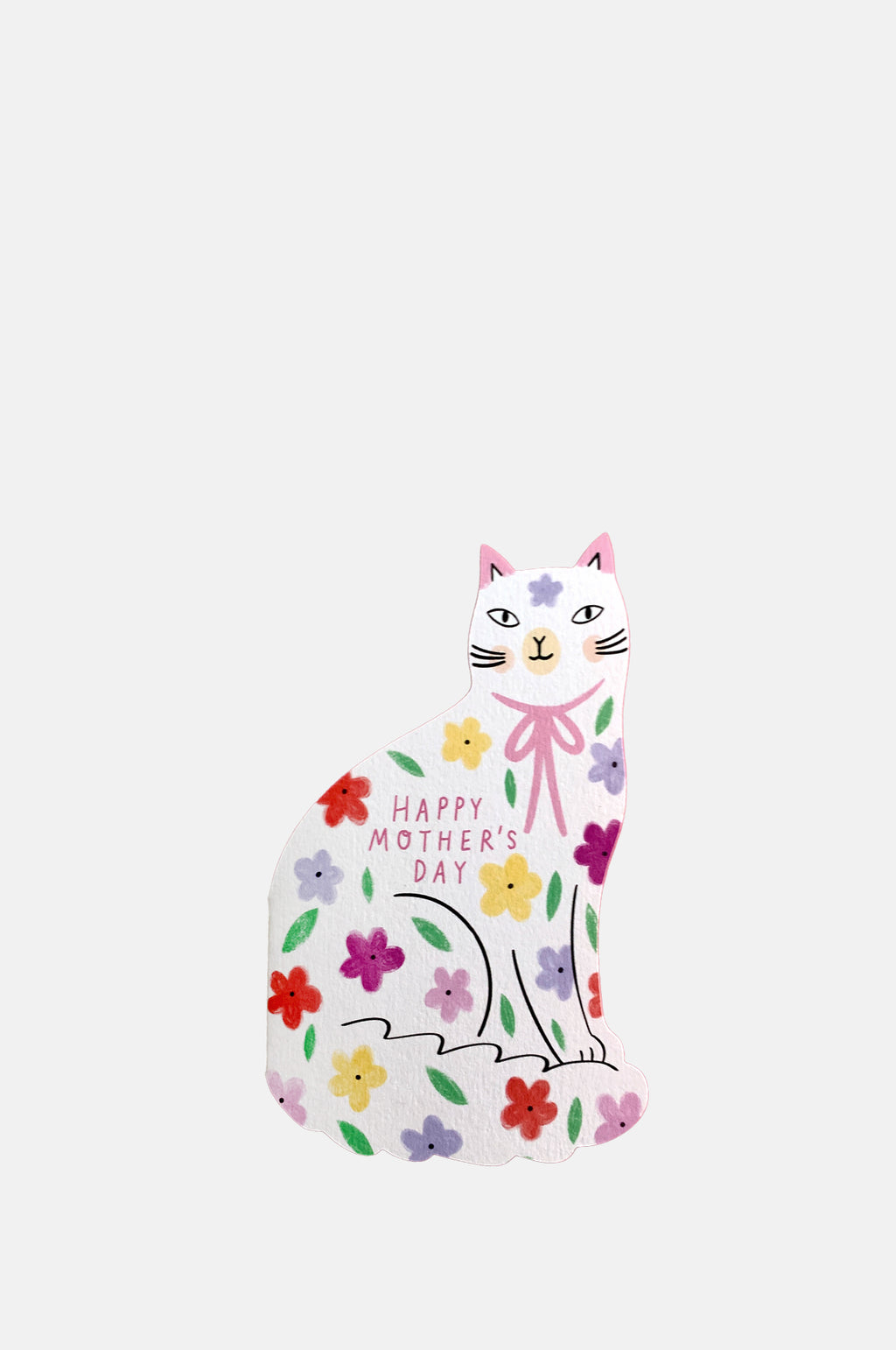 Kitty Kenda Sitting Kitty Floral Mothers Day Cat Greetings Card.