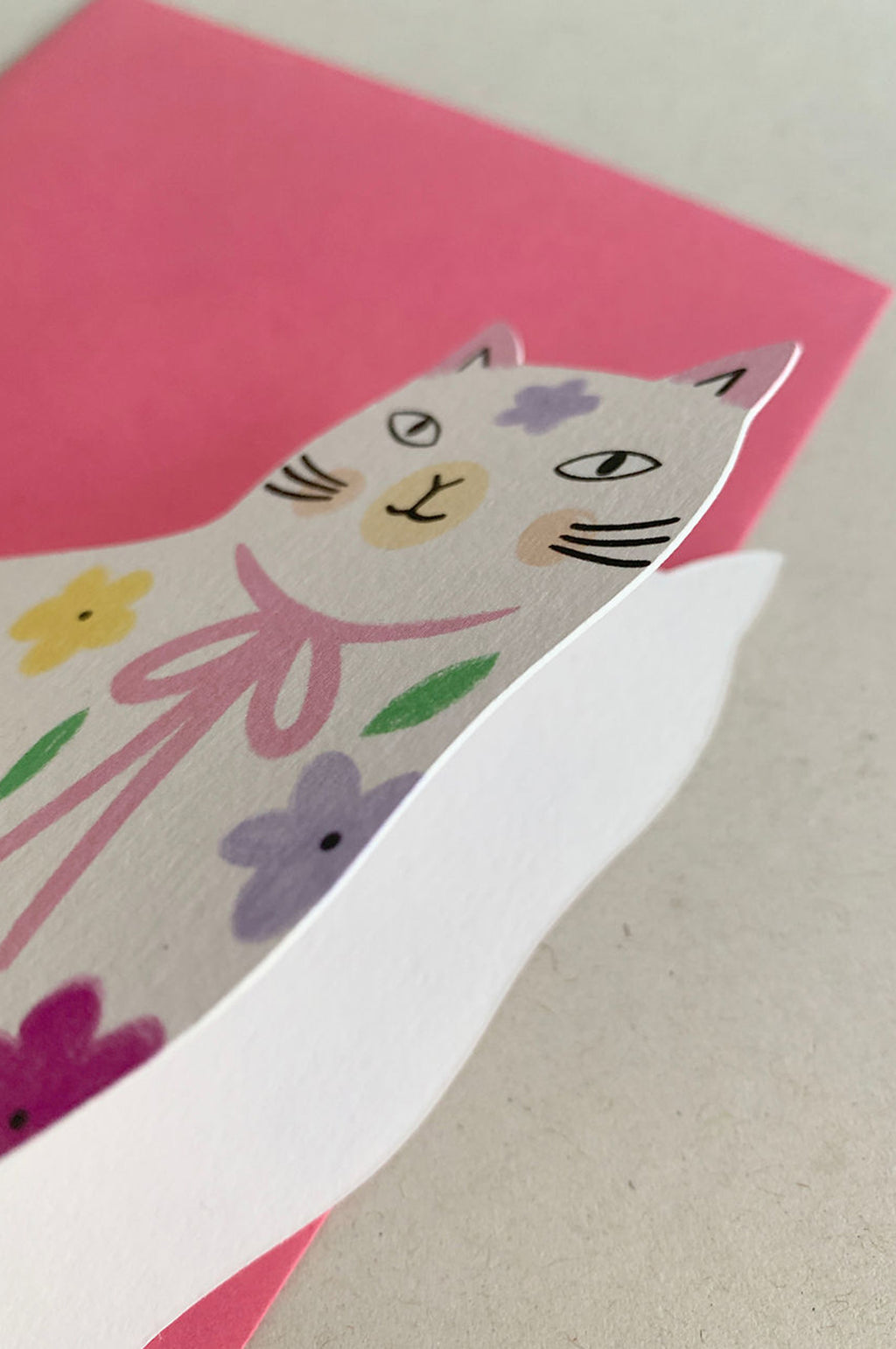 Sitting Kitty Floral Mothers Day Cat Greeting Card