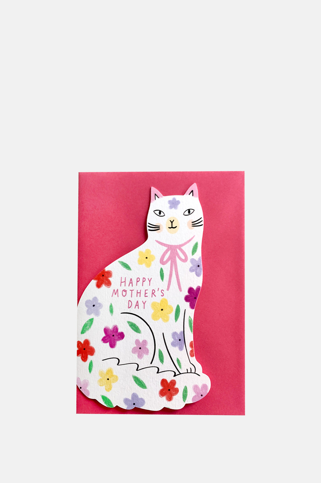 Sitting Kitty Floral Mothers Day Cat Greeting Card