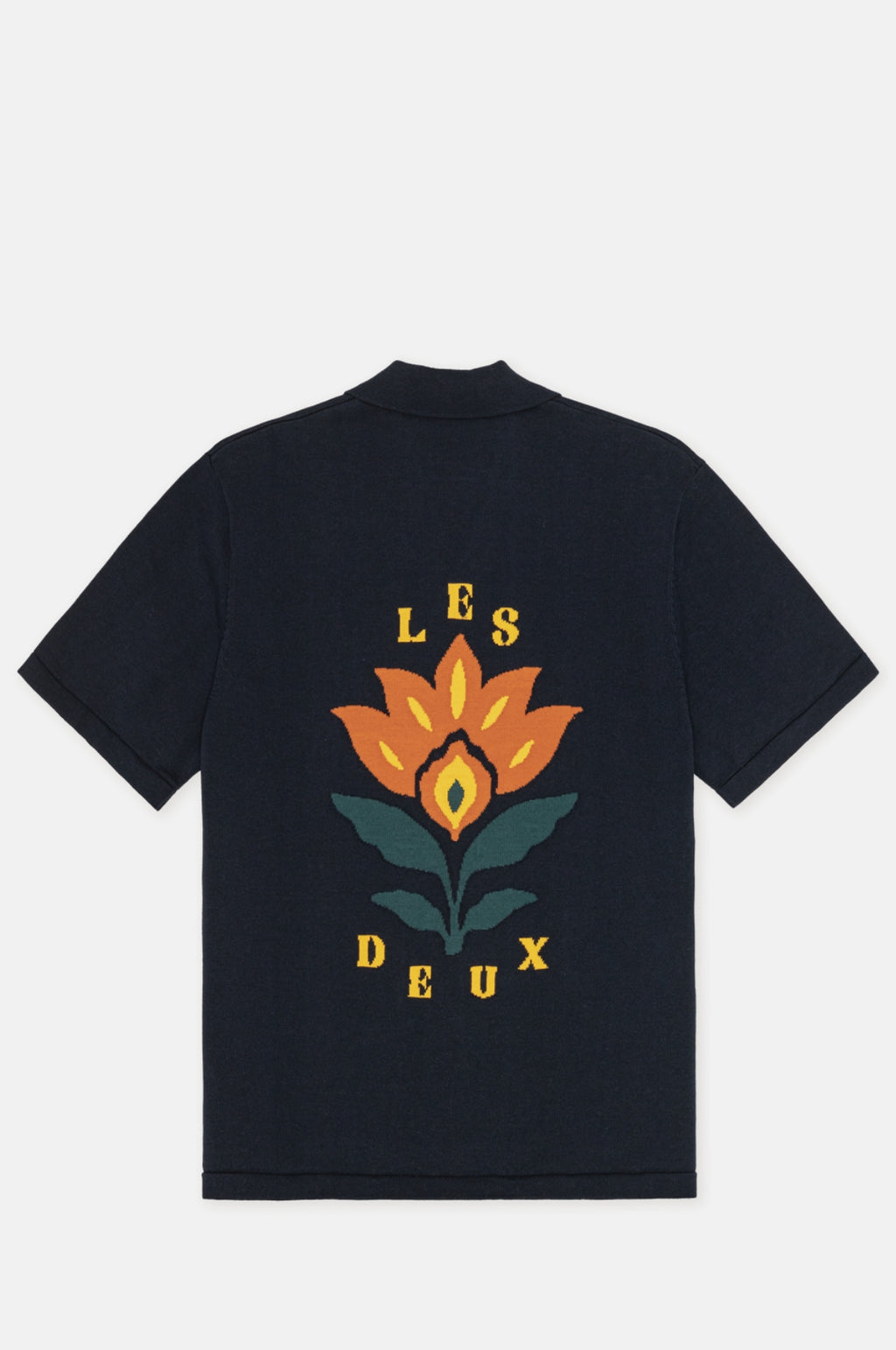 Emmett Arabesque Knitted SS Shirt Dark Navy