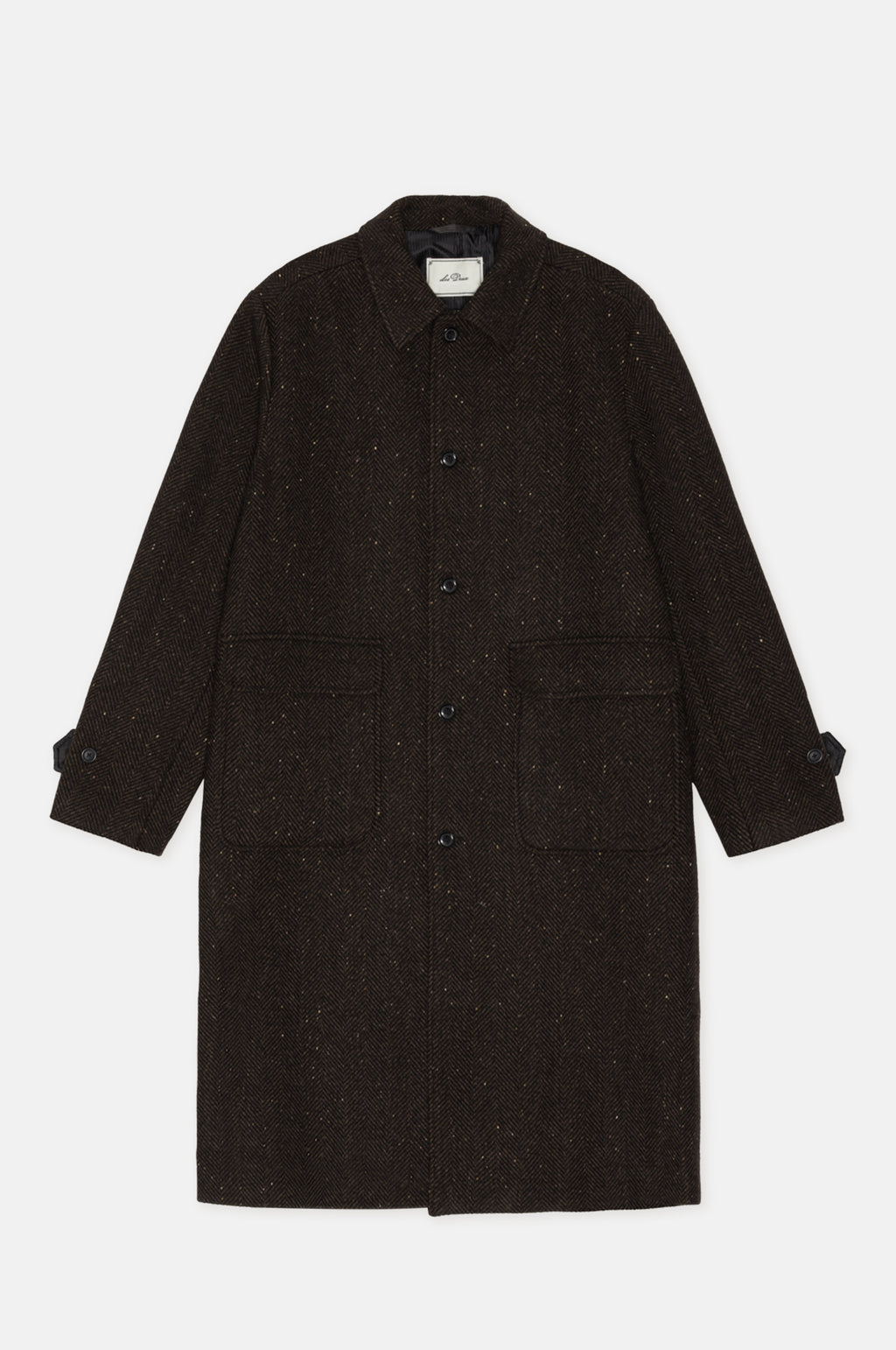Les Deux Herringbone Wool Coat Mole Brown.