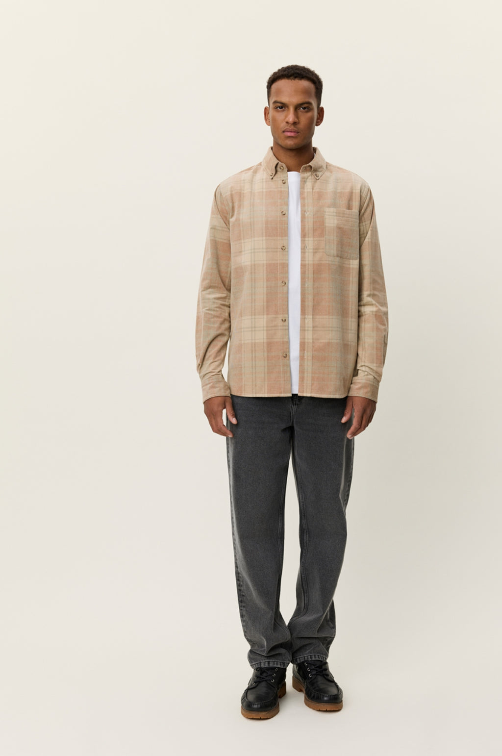 Kash Check Corduroy Shirt Dark Sand
