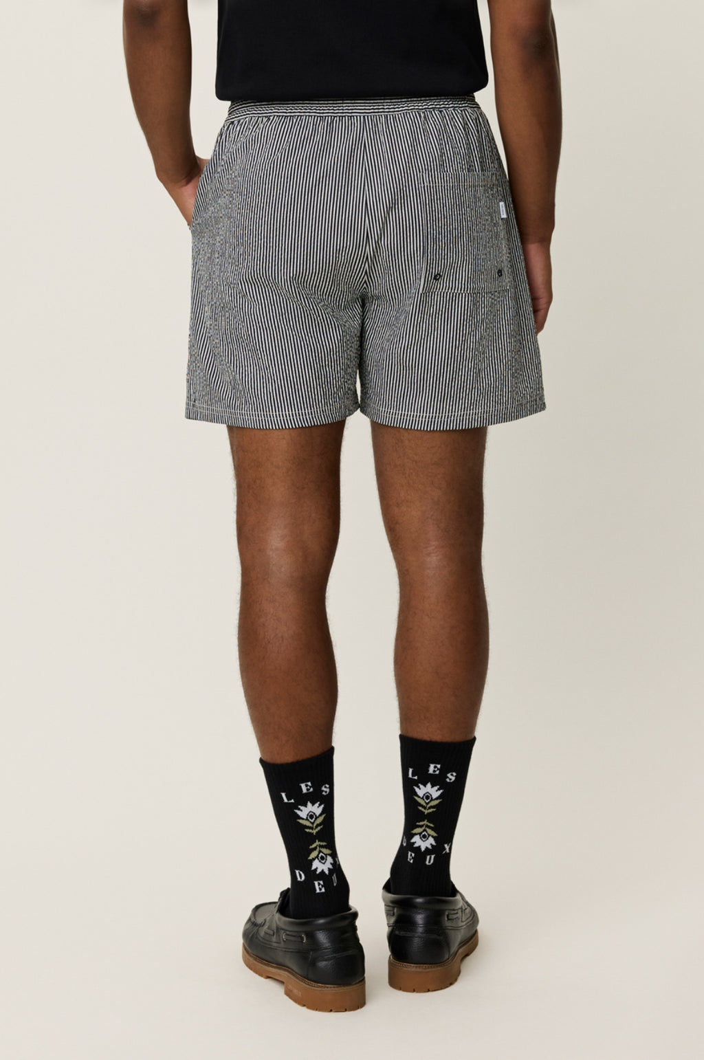 Stan Stripe Seersucker Swim Shorts Black
