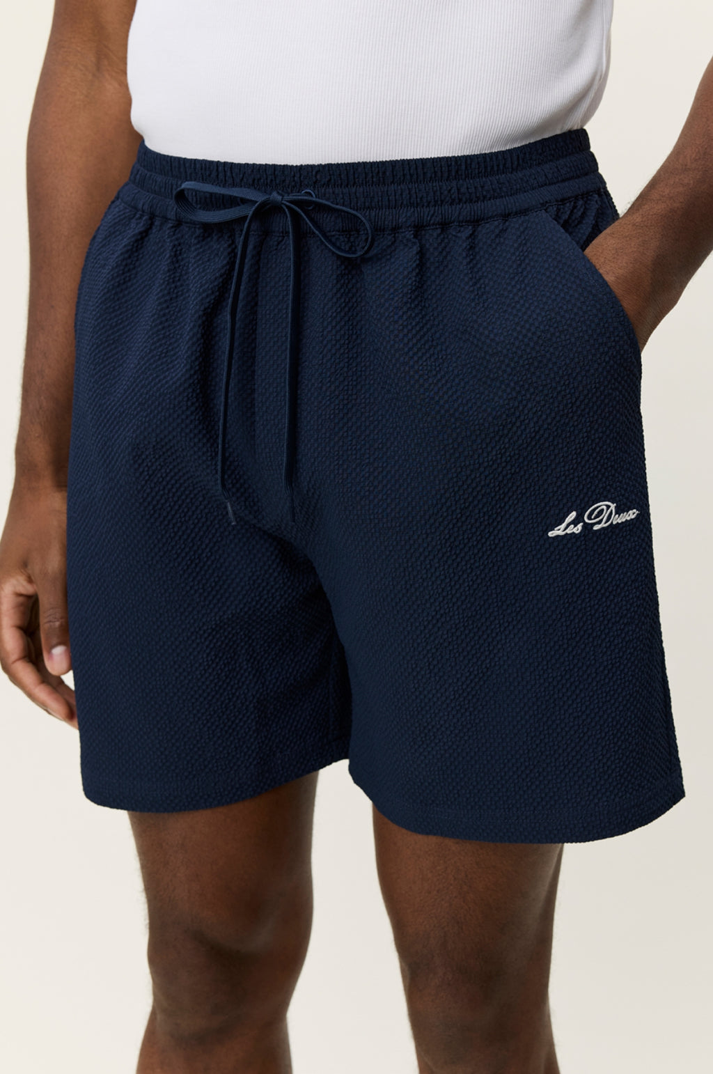 Stan Seersucker Swim Short Dark Navy