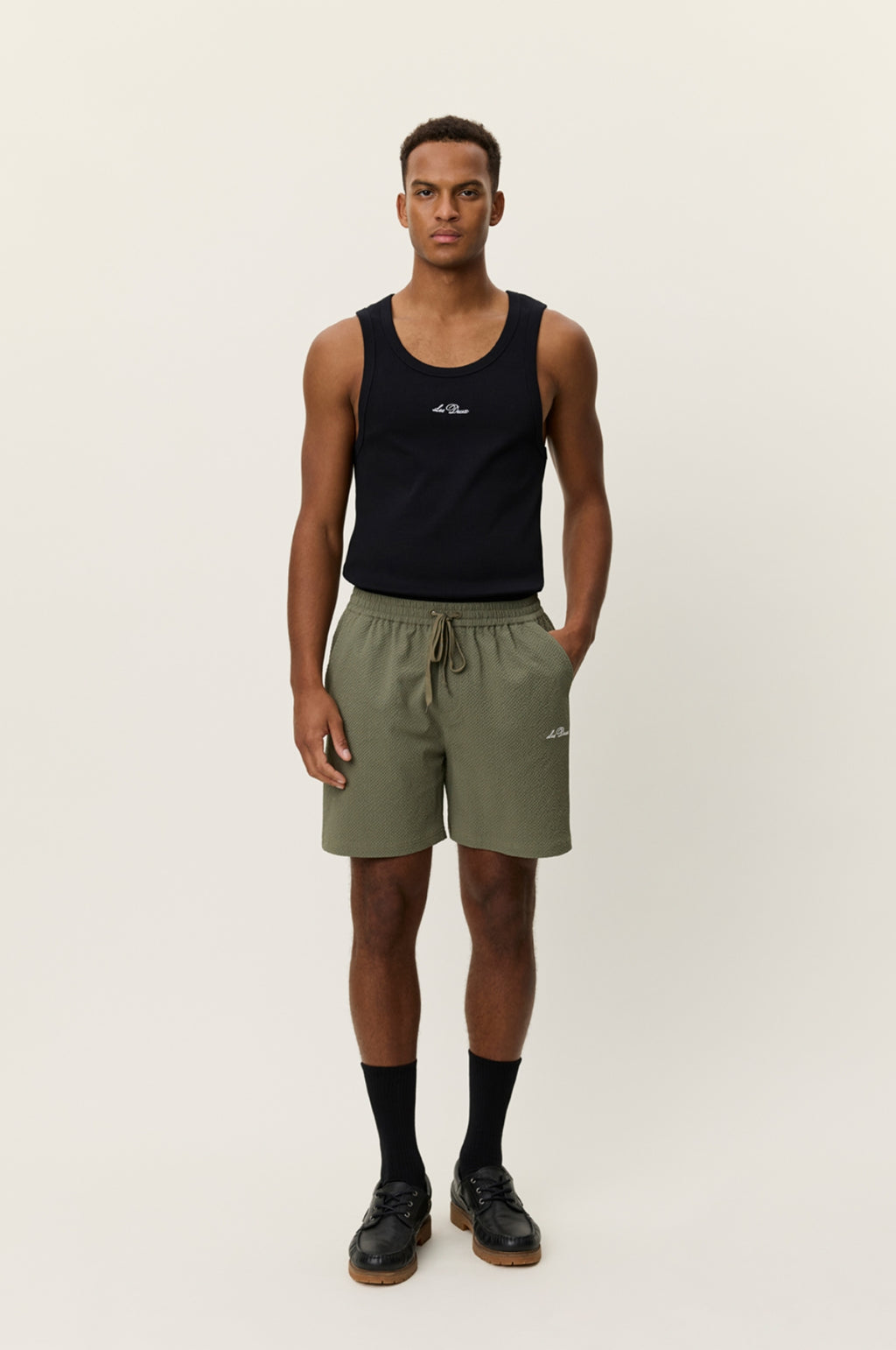 Stan Seersucker Swim Short Lichen Green
