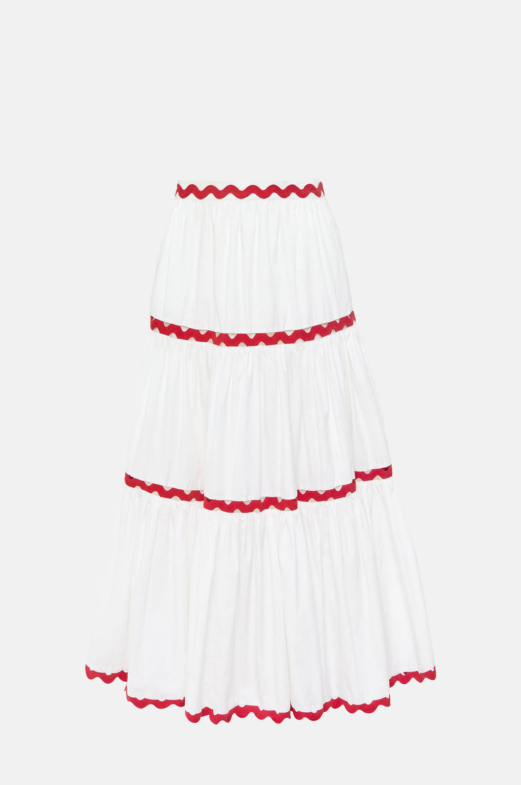 Loeffler Randall Aimee Tiered Skirt Cream Red.