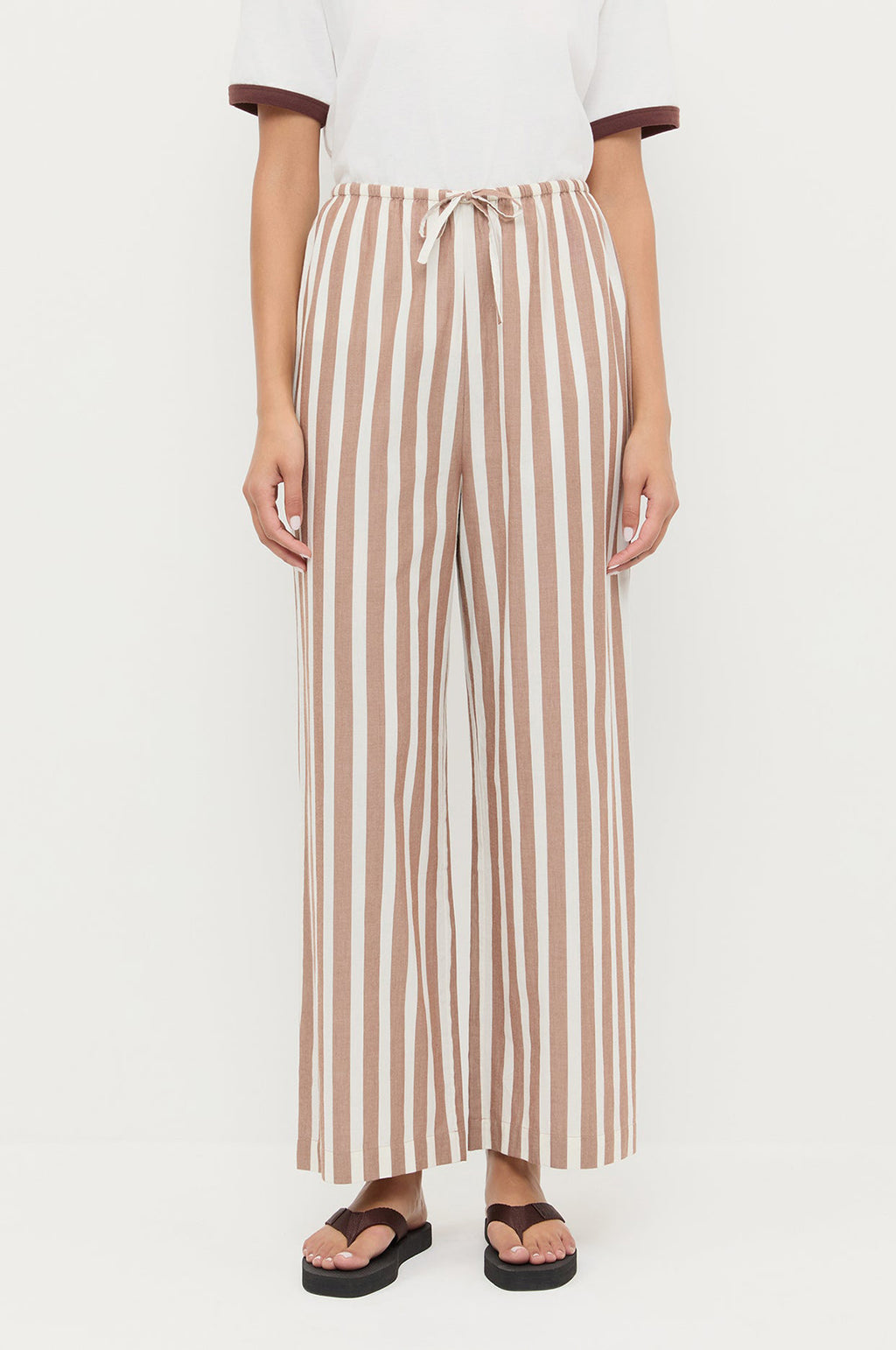 Pella Drawstring Pant Brown/Cream Stripe