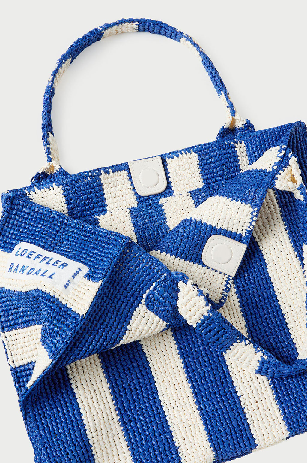 Sol Crochet Beach Tote Blue/Cream Stripe