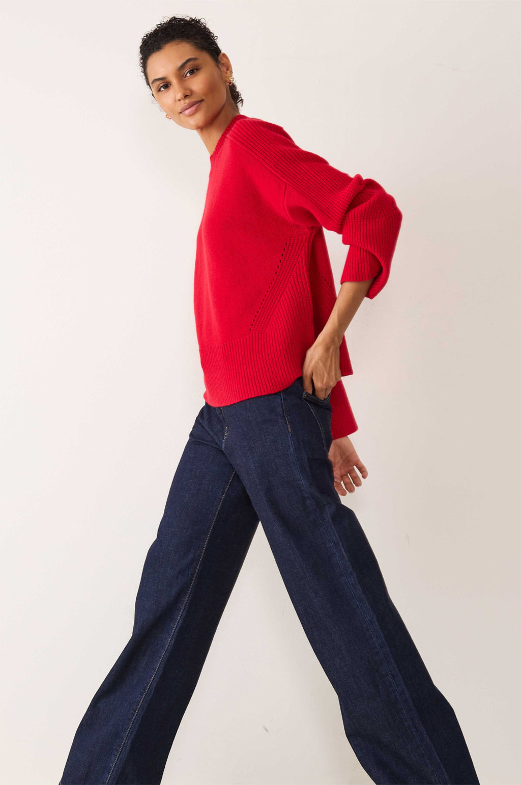 Georgia Ribbed Detail Lofty Crew Sweatshirt Postbox