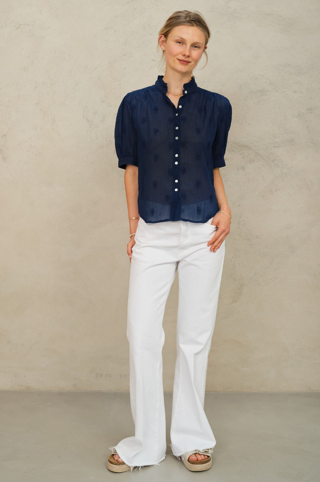 Frani Emb Top Indigo