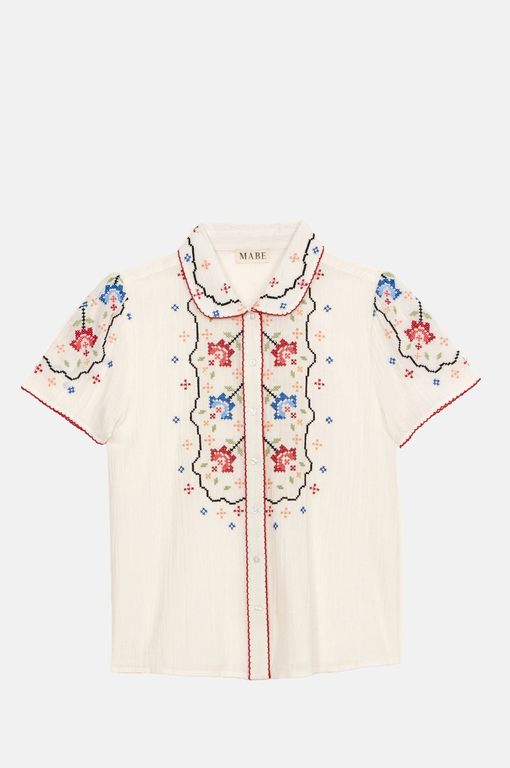 M.A.B.E. Ruby Emb S/S Top Ecru/Multi.