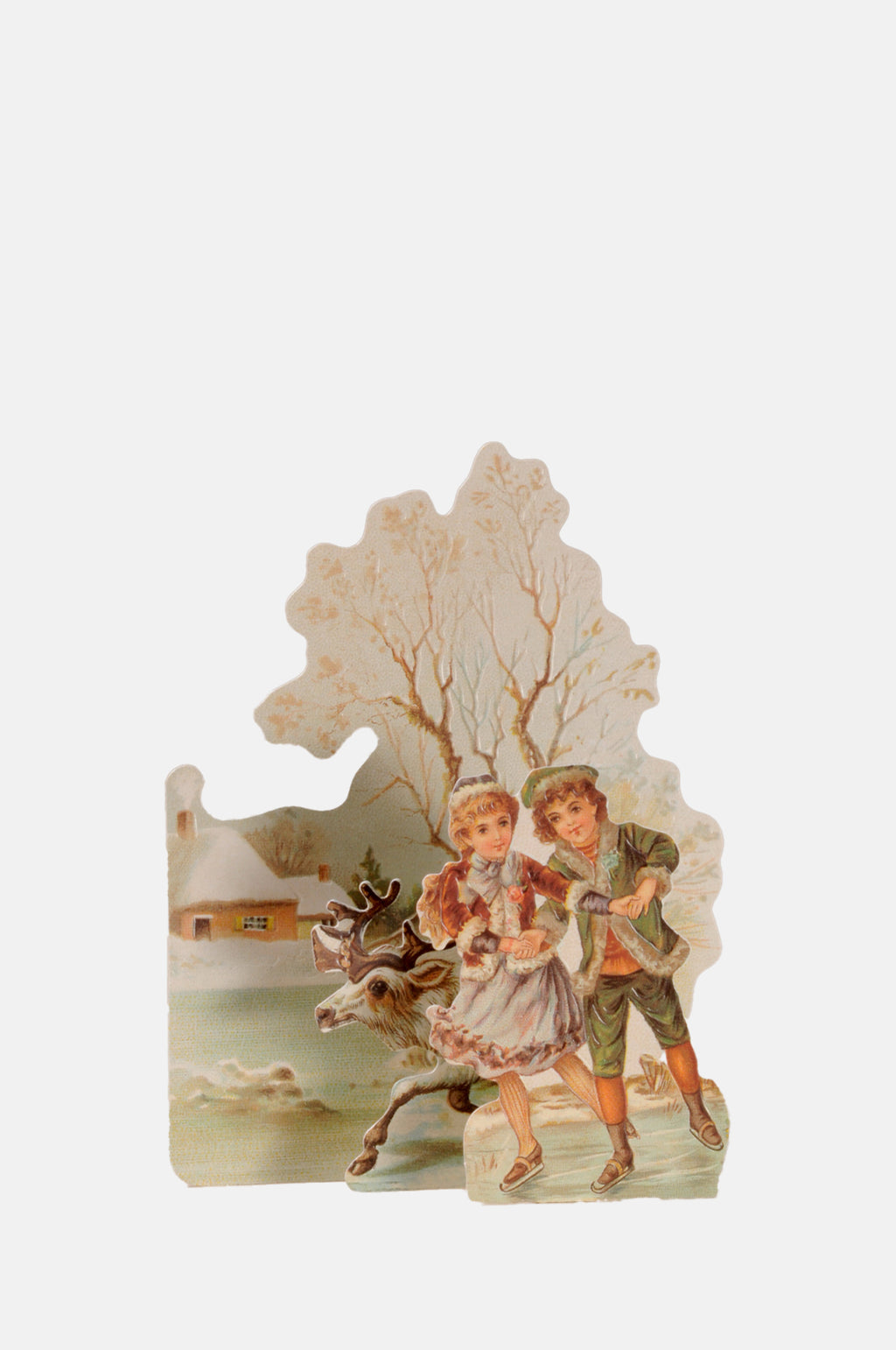 Mamelok Children and Reindeer Christmas Card.