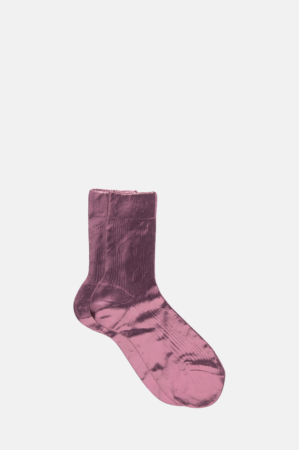 Maria La Rosa One Ribbed Laminated Socks Bordeaux.