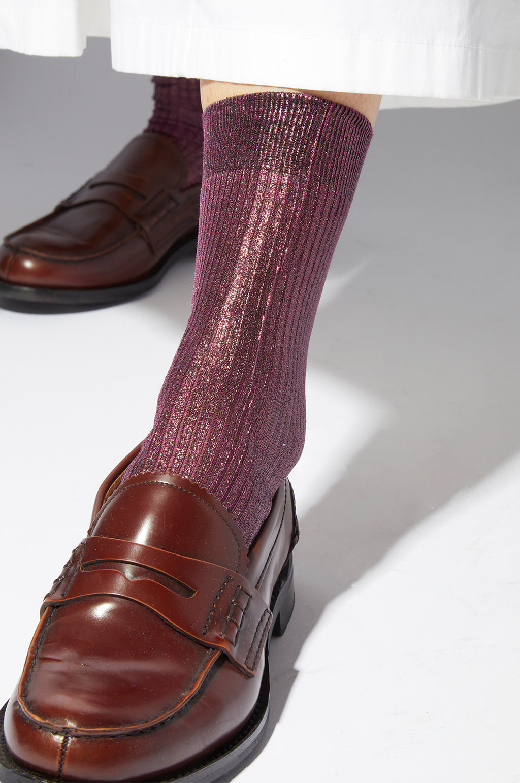 One Ribbed Laminated Socks Bordeaux