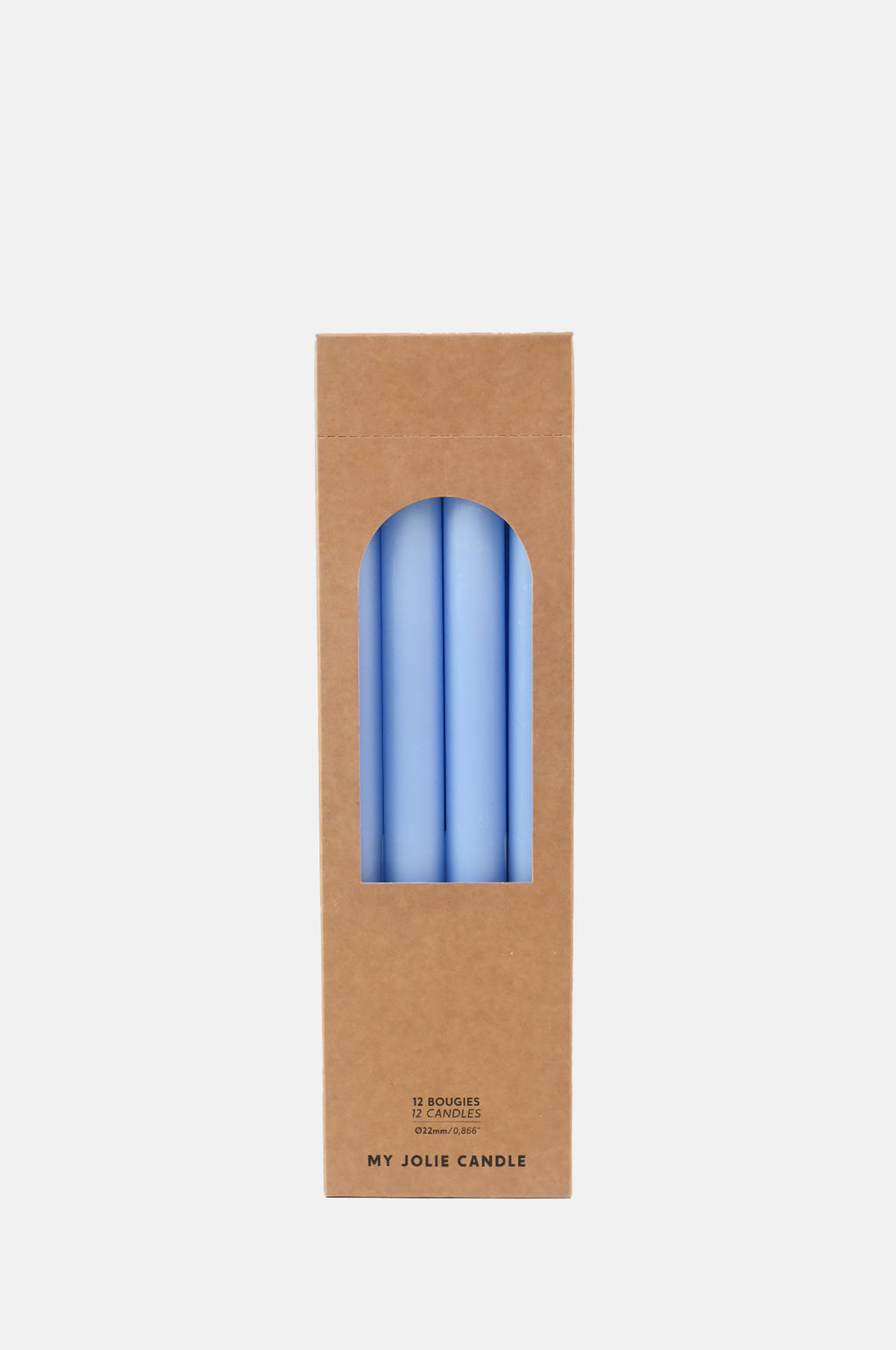 My Jolie Candle Box of 12 Dinner Candles Bleu Clair.