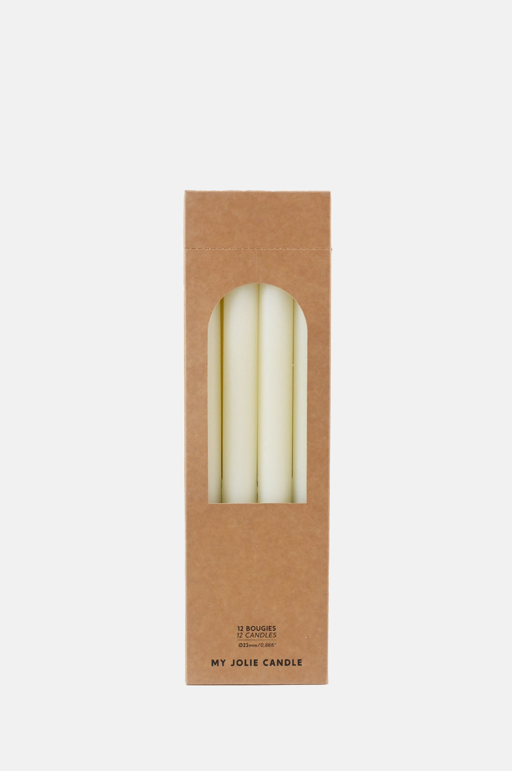 My Jolie Candle Box of 12 Dinner Candles Ivoire.