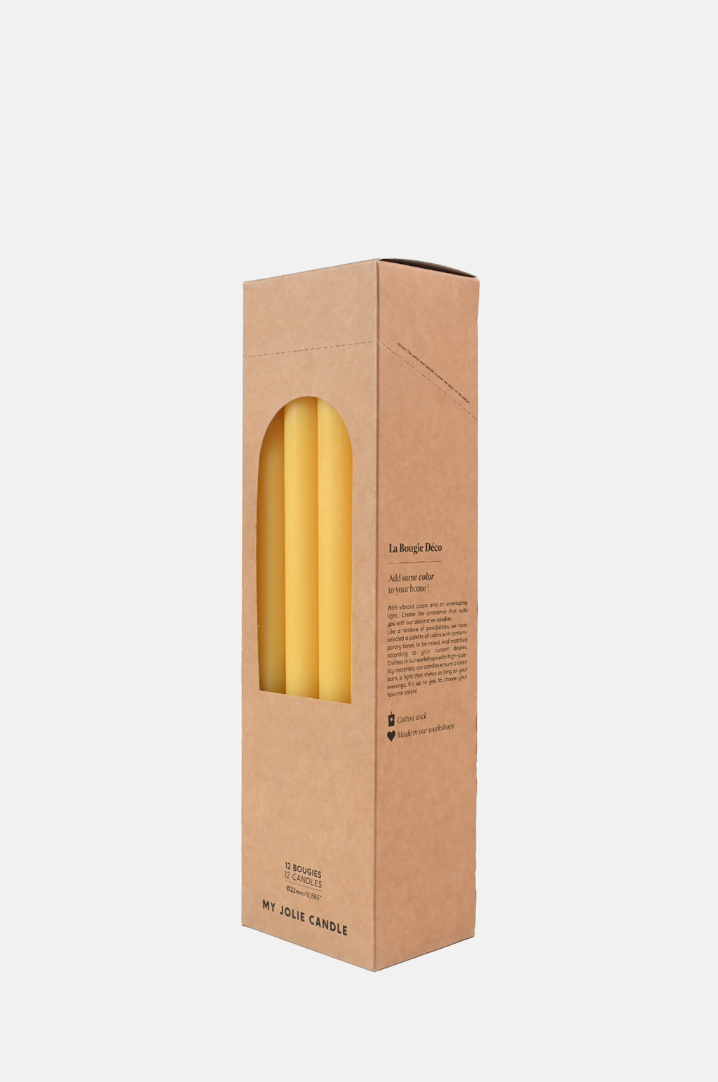 Box of 12 Dinner Candles Jaune