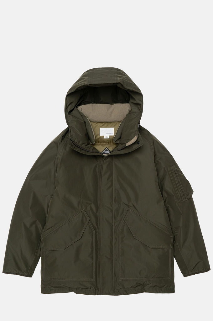 Nanamica Gore-Tex Down Coat in Khaki Green – The Hambledon