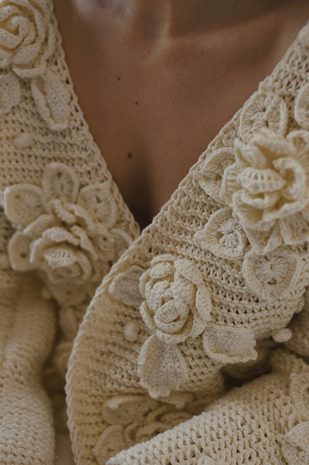 Handmade Cardigan Flowers Milk
