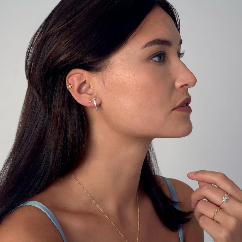 A.M. Asymmetric Starfish Stud Earrings Gold