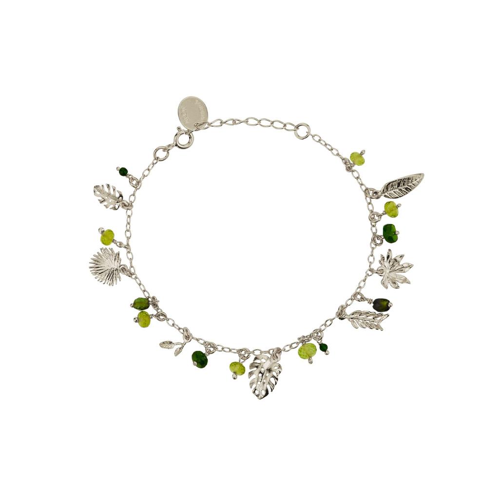A.M. Tropical Leaf Charm Bracelet Silver