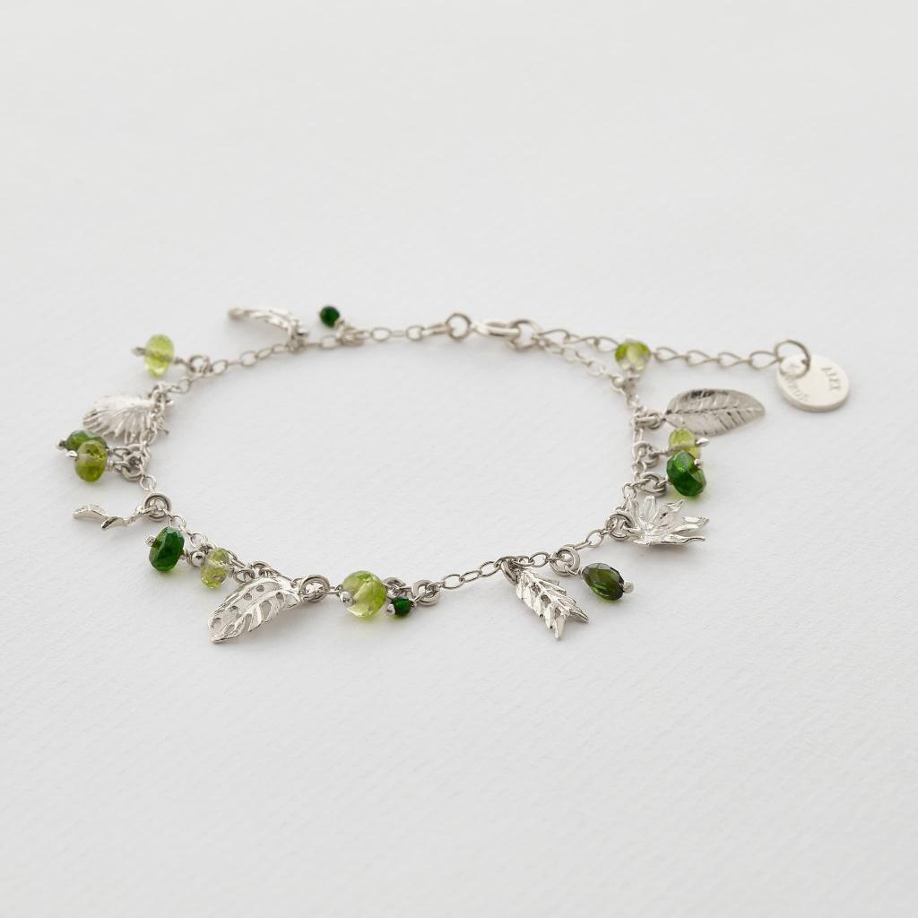 A.M. Tropical Leaf Charm Bracelet Silver