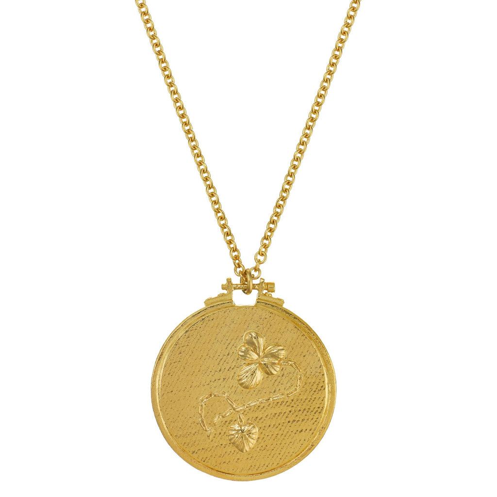 A.M. Embroidery Hoop Necklace Gold