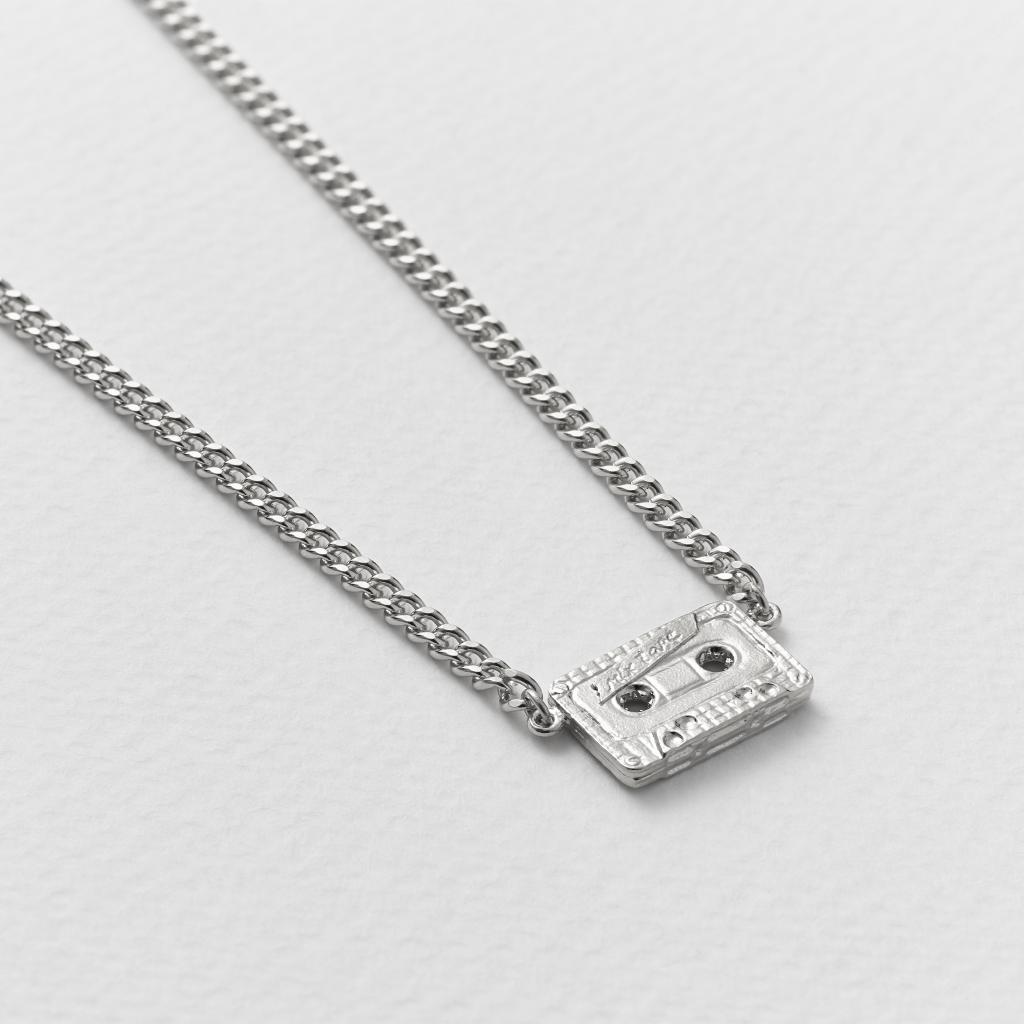 A.M. In-line Mixtape Curb Chain Necklace Silver