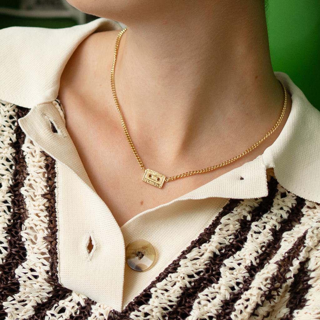 A.M. In-line Mixtape Curb Chain Necklace Silver