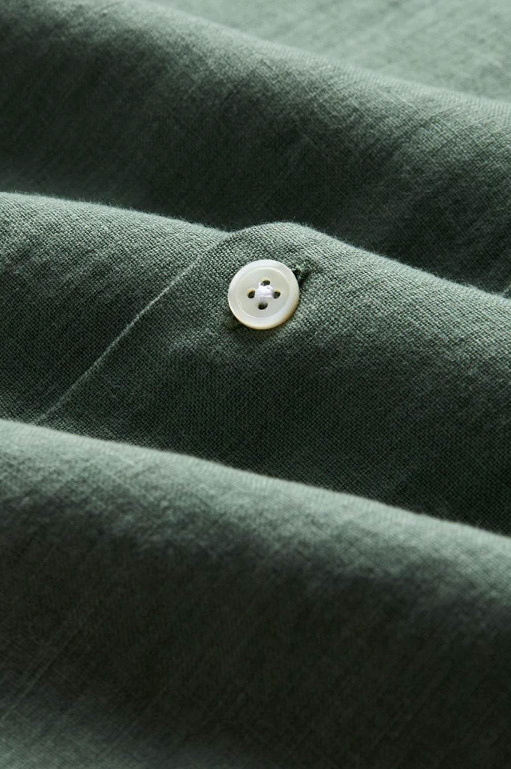 Linen Camp Collar Shirt Dry Green