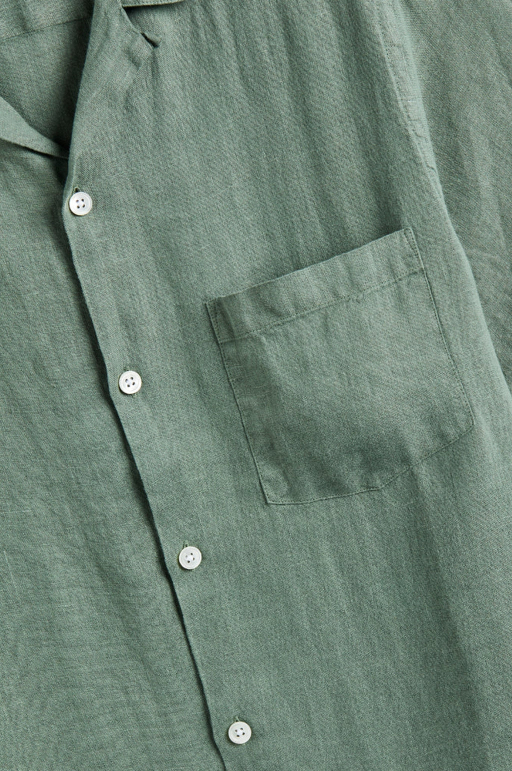 Linen Camp Collar Shirt Dry Green