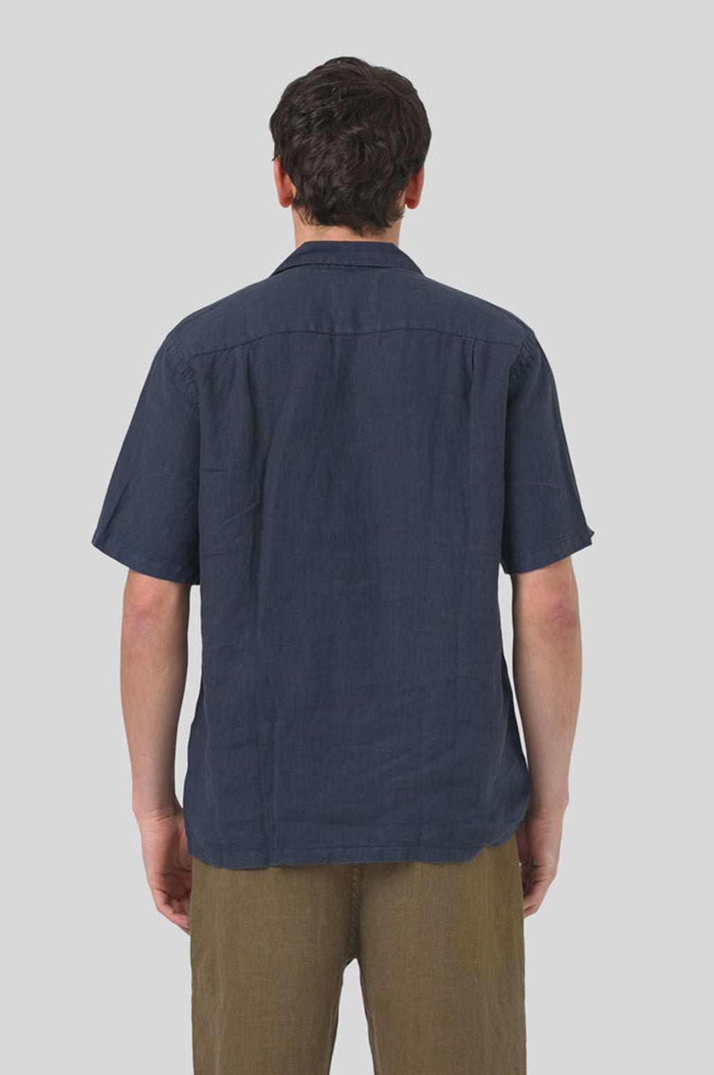 Linen Camp Collar Shirt Navy