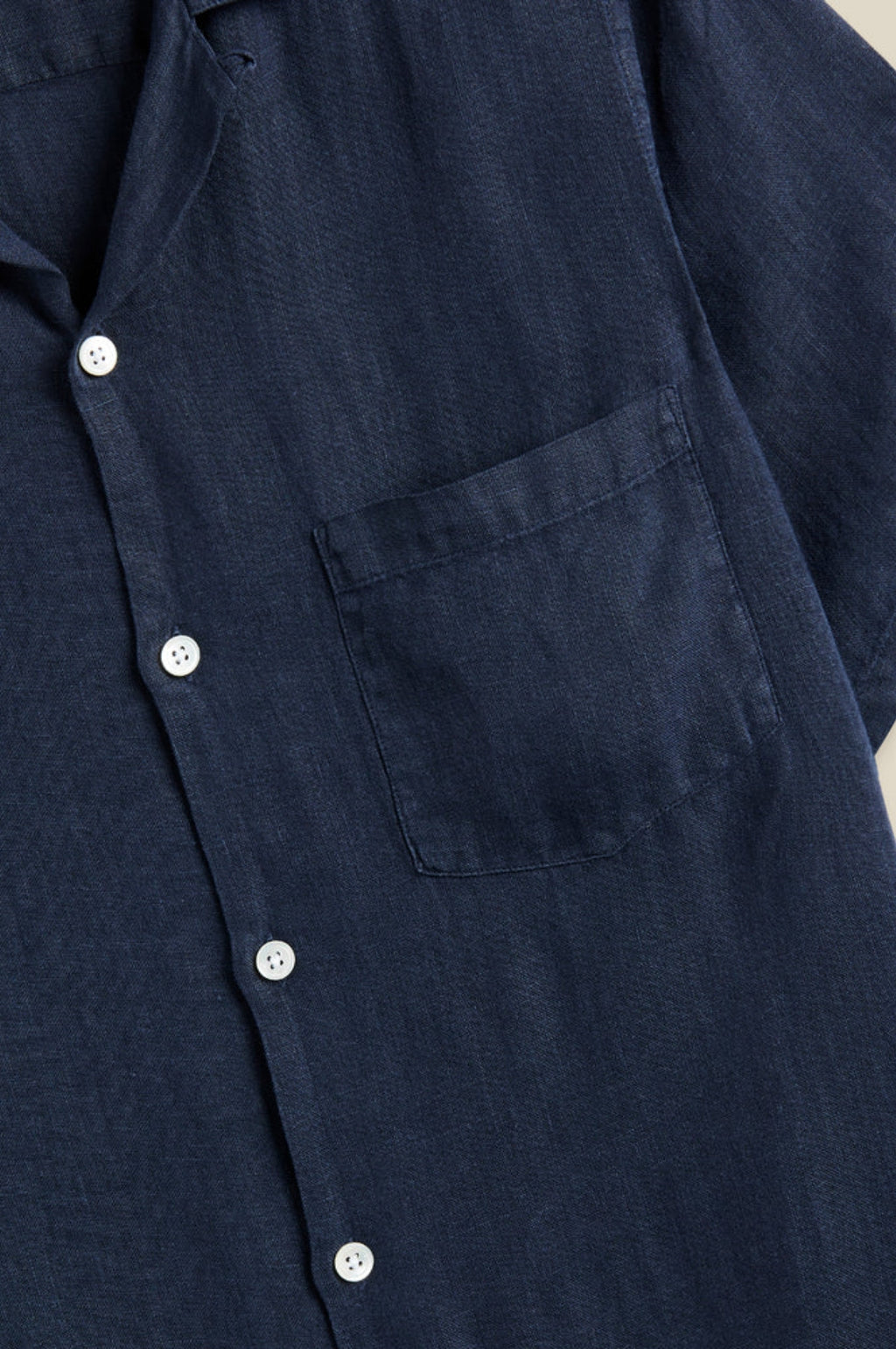 Linen Camp Collar Shirt Navy