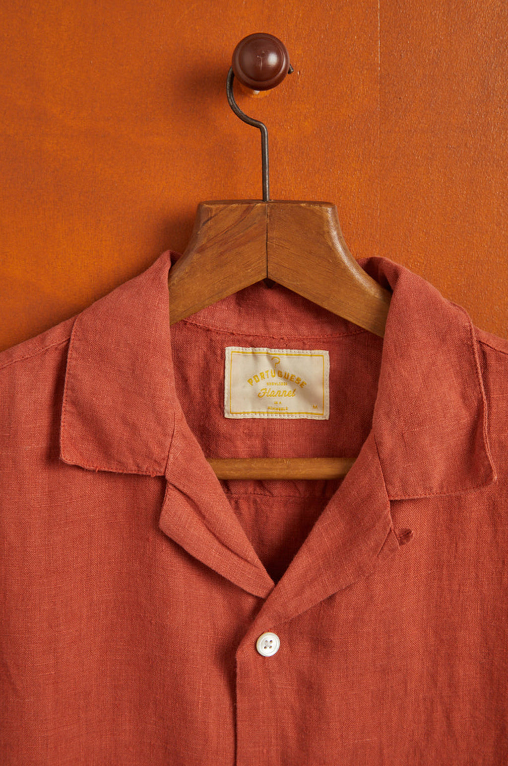 Linen Camp Collar Shirt Terracota